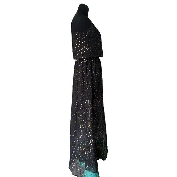 KARINA GRIMALDI BLACK LACE AND GOLD MAXI DRESS SIZE XS - Picture 7 of 12